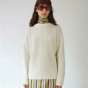 ACNE STUDIOS crewneck cream/ivory sweater size xxs very oversized mohair & wool
